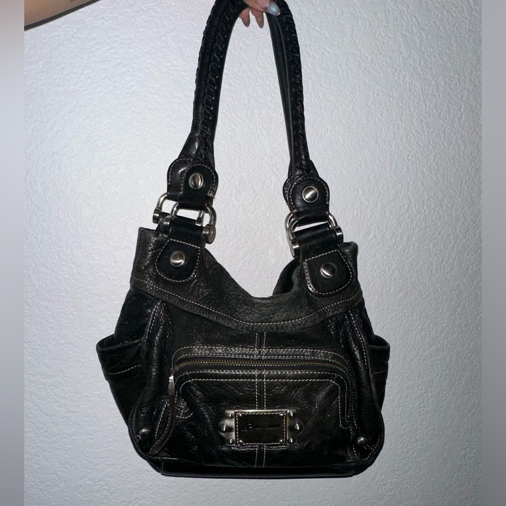 || b.makowsky || Leather Purse w/ leopard lining Multi Pockets